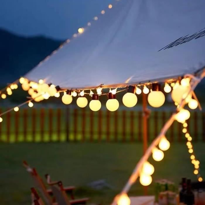 Guirlande solaire LED 10m, 40 lumières, camping tente lampe solaire  d'extérieur pour les fêtes de noël et les fêtes féeriques - Cdiscount Maison