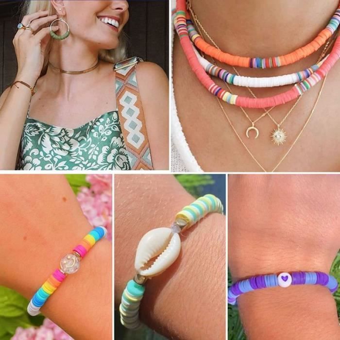 6000 perles d'argile polymère pour accessoires de bijouterie DIY bracelet  collier boucles d'oreilles kit d'artisanat cadeau d'enfant - Cdiscount Jeux  - Jouets