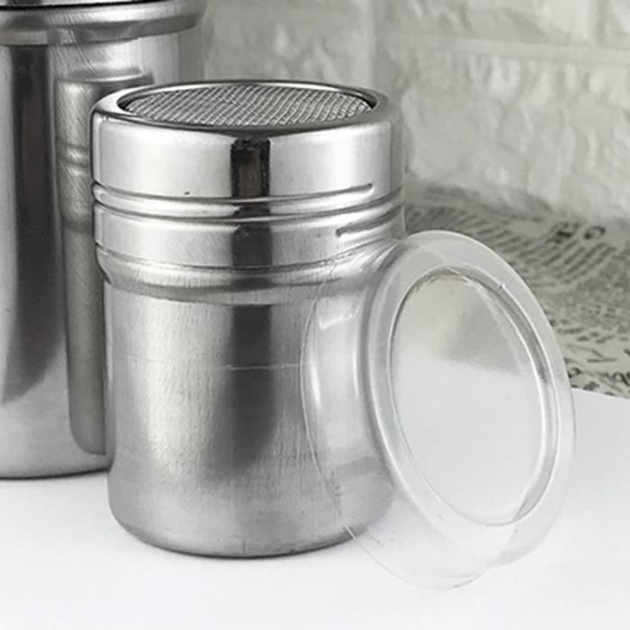 2 Saupoudreurs En Inox Avec 16 Moules Relief - Pour Sucre, Cacao, Cappuccino, Décoration Pâtisserie