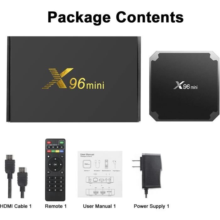 Boitier IPTV, Android TV Box Multimédia 4K Avec Télécommande, Quad