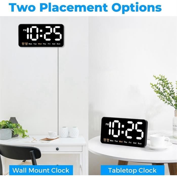 Horloge Murale Numérique Timelike – Grand Écran LCD Clair + Cadre Photo HD, Affichage Date, Température Et Jour