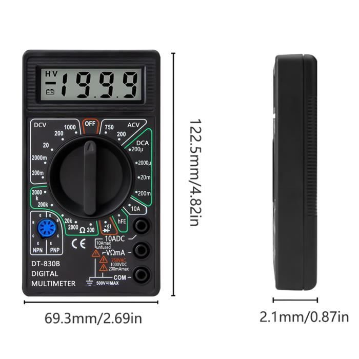 Multimètre Numérique Yf-770M 6000 Comptes Testeur Ohmmètre Ampère Pour  Tension Ac-Dc, Continuité De Diode, Capacitance, Tempé[H163] - Cdiscount  Bricolage
