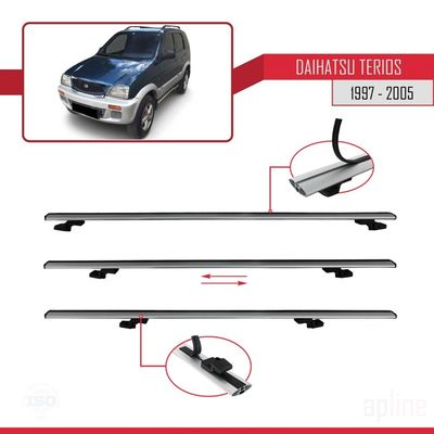 Barres De Toit Transversales Aluminium Pour Daihatsu Terios 1997-2005 – Porte-Bagages Amovible 75kg – Garantie 2 Ans