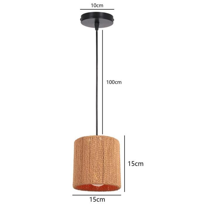 Lampe Suspendue Avec Batterie - Vintage - En Bois - Avec Batterie - Style Bohème - En Rotin - Sans électricité - Éclairage Extérieur - Lanternes - Résistant Aux Intempéries - Pour Intérieur Jardin