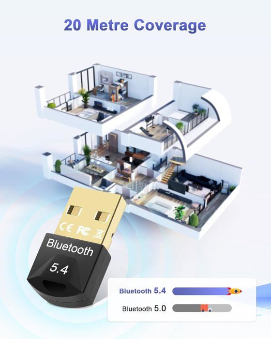 Adaptateur Bluetooth 5.4 TNSLAND - Pour PC - Compatible Win7 à 11 - Portée 20m