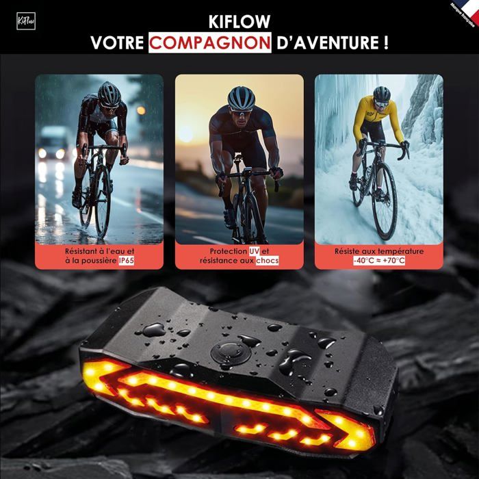 Feu arrière clignotant pour vélo rechargeable par USB