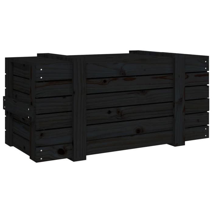Boîte de rangement en bois de pin - vidaXL - 91x40,5x42 cm - Noir ...