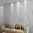 Papier peint 3D 10m,YSTP Vague papier peint de luxe rouleaux flocage pour la maison Chambre Salon Décoration murale, Gris-0