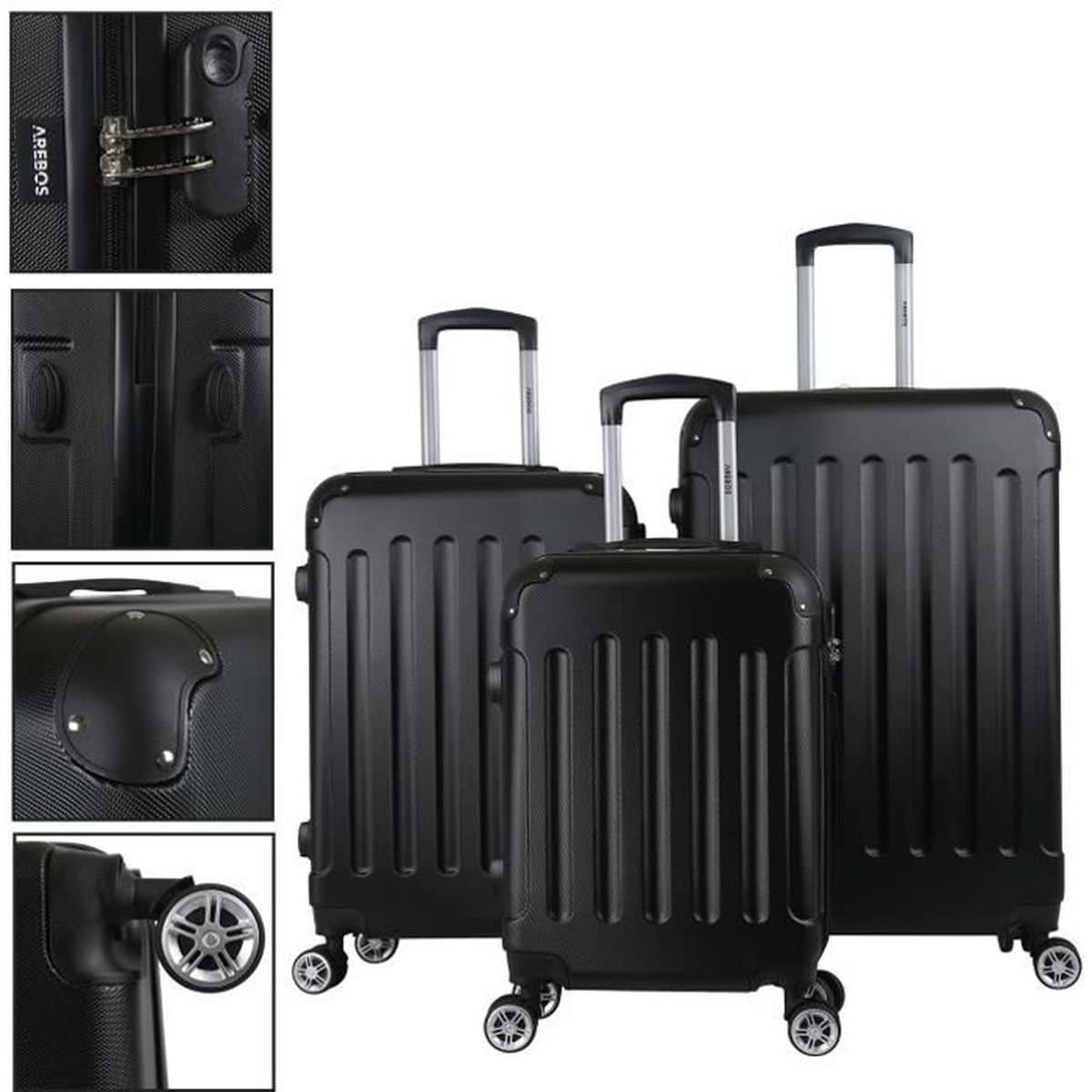 Grande Valise Arebos Lot De Valises De Rigides 50L Volume