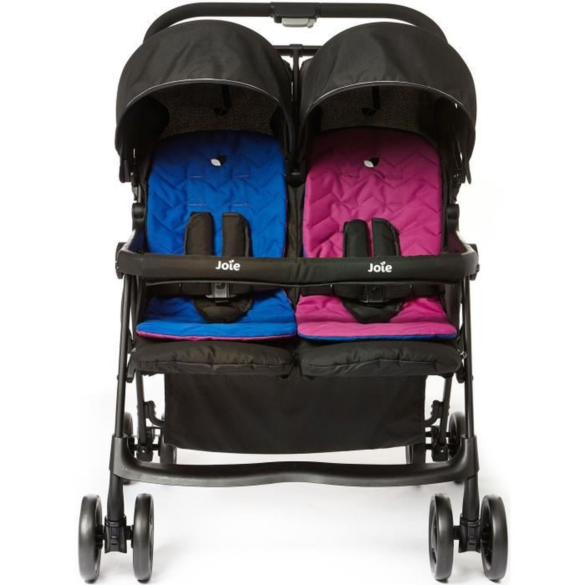 poussette double rose et bleu