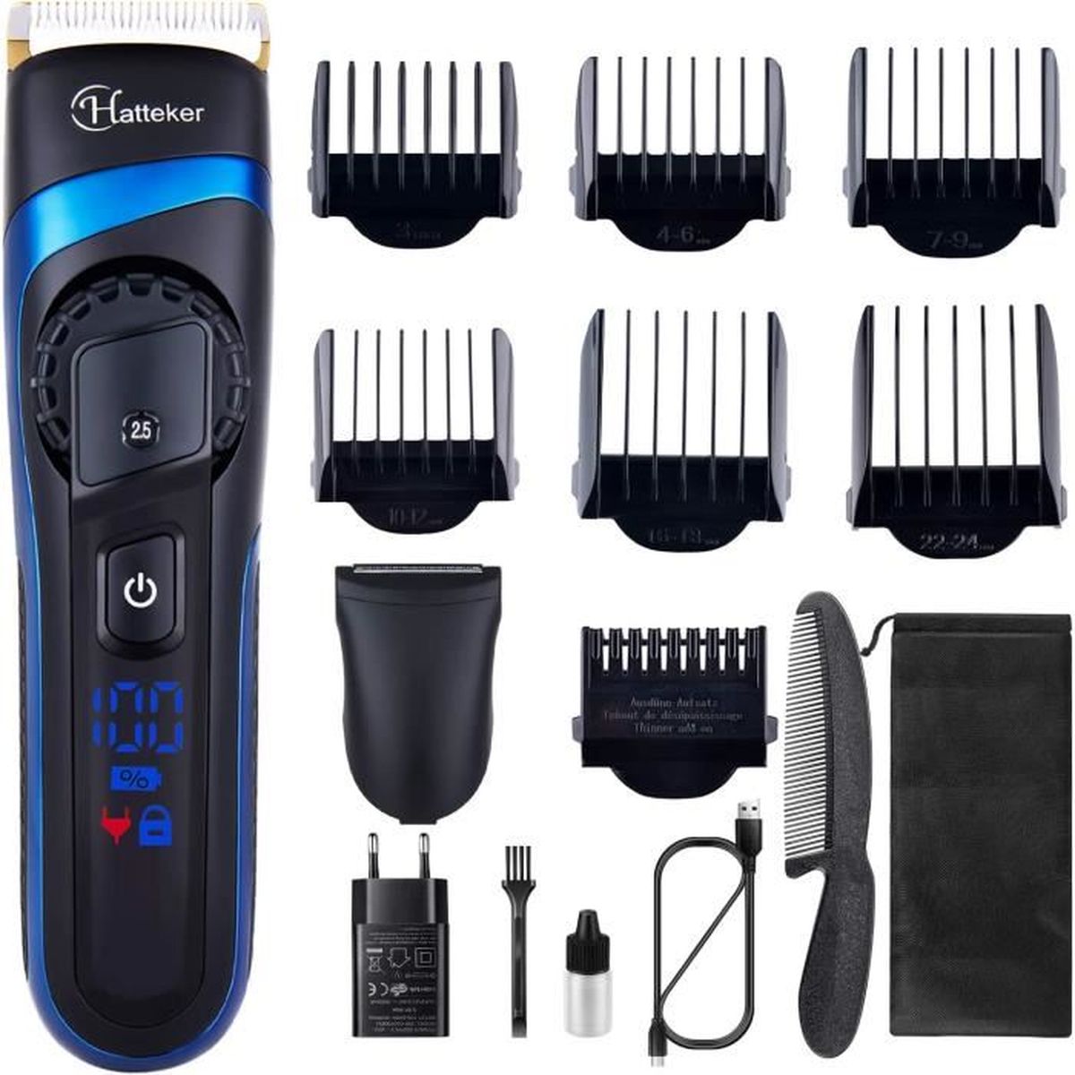 Tondeuse Hatteker Pour Cheveux Et Barbe - Précision, étanchéité IPX7 | Tondeuse Homme Soin Personnel