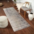 SURYA Tapis de Couloir à Poils Courts Doux Scandinave Bohème LOUNA 80x220cm Gris/Brun