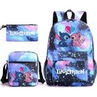 GUANGNA Lot de 3 Sacs à Dos,avec Motif Dessin Stitch, Sac à déjeuner haute Capacité et Trousse, Cartable pour Garçon et Fille