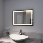 EMKE Miroir Salle de Bain avec Éclairage 70x50cm Bord Noir avec Tactile, Anti-buée, Horloge, Température, Dimmable