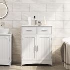 EUGAD Meuble Salle de Bain,Armoire Salle de Bain avec Portes,2 Tiroirs,2 Compartiments, Étagère Réglable,60x30x76cm,Blanc E0IG1022