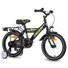 HILAND Vélo d'enfant - Roues 16" - 4-6 ans - Stabilisateurs - Porte-bagages arrière - Vélo de garçon- Noir