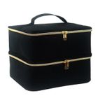 LEMONDA Sac de Rangement de Vernis à Ongles Portable Double Couche Manucure 30 grilles Grand Sac à Main en Nylon Cosmétiques-Noir