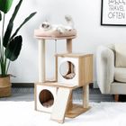 PAWZ Road Arbre a Chat en Bois Design Moderne et Solide, Arbre à Chat avec Grattoir, Sisal, Pompon suspendu, Panier, 89cm, Beige
