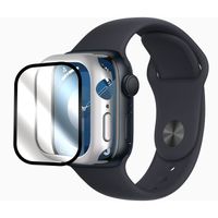 Lot de 2 Verre trempé avec bords Noir + Coque de protection souple silicone Argent pour Apple Watch Series 9 41mm - Yuan Yuan