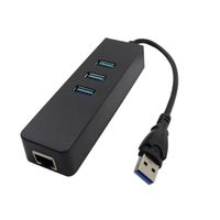 Noir - Carte réseau USB 3.0 vers RJ45, HUB 3 ports, adaptateur LAN Ethernet 10-100Mbps pour PC portable, Wind