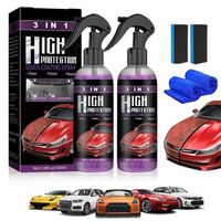 Lot de 2 sprays de polissage pour voiture - Haute protection 3 en 1 - Spray de revêtement de voiture - Spray de revêtement