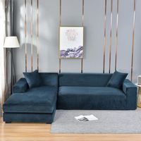 Housse extensible pour canapé d'angle,en velours,bleu Turquoise,anti-rayures,pour salon Marine 3seater-195-230cm