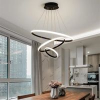 Suspension LED Moderne - Dimmable - Lustre de Plafond pour Salle Manger, Salon, Restaurant, Noir - Ø.20+40+60 cm