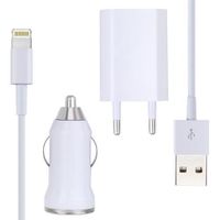 Accessoires pour mobile idiffusion Kit 3 en 1 de chargement blanc pour  iPhone 5, 5S, 5C, iPhone 6 et iPhone 6 Plus