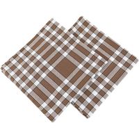 LINANDELLE - Lot de 2 grandes serviettes de table coton 57 fils carreaux vichy normand NELLY - Marron