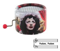 Padam, Padam (Norbert Glanzberg) - Boîte à musique à manivelle ronde en carton avec mécanisme musical de 18 notes - PML-PIAF-PADAM