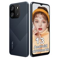 Smartphone Pas Cher 4G OSCAL FLAT 1C, Android 13 Téléphone Portable 4Go+32Go, Écran 6.5" HD+, 4700mAh, 8MP+5MP, Dual SIM, Noir