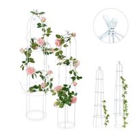 Relaxdays Tuteur de jardin Oiseau colonne rosier arche plante grimpante set 2 métal rose arceau, blanc - 4052025931773
