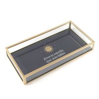 Vide-poches décoratif en cristal et métal bleu marine et or, boîte à bijoux, 20 cm 2836504CLM