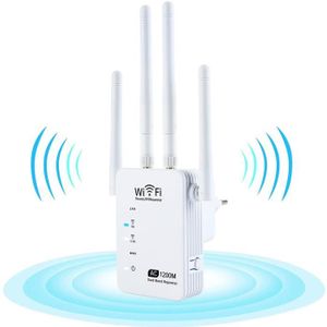 WiFi Extender Booster Dual Band 5GHz et 2.4GHz Répéteur WiFi sans Fil Puissant Antenne Double Wodgreat Répéteur WiFi AC1200 Amplificateur WiFi WPS pour Tous Routeurs 2 Ports Ethernet 