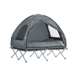 5-en-1 Lit de Camping 1 Adulte, Tente Pliante avec Auvent, Tente