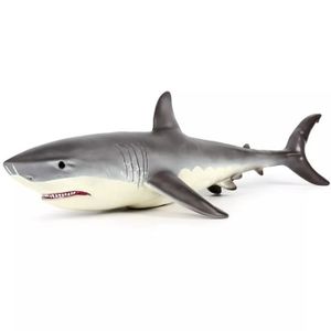 FIGURINE - PERSONNAGE Modèle de vie marine de simulation en caoutchouc souple pour enfants, Grand requin blanc, Jouet animal quelqu