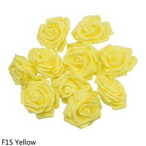 FLEUR ARTIFICIELLE 8cm - F15 Jaune - Grandes roses sans tige en mouss