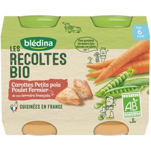 PLATS CUISINÉS Blédina Les Récoltes Bio Pot Petits Pois Poulet +6m 2 x 200g