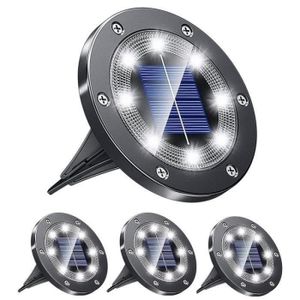 SPOT D'EXTÉRIEUR  Lampe Solaire Extérieur - KENLUMO - Spot Encastrable - 8 LEDs - Blanc Froid - Étanche IP65