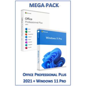 BUREAUTIQUE À TÉLÉCHARGER MEGA Pack Office 2021 Pro + Windows 11 Pro Clé lic