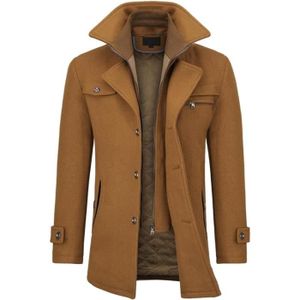 FUNMOON - Jtong Caban Homme Hiver Manteau Long Trench-Coat Chaud