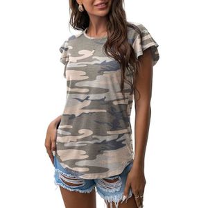 T-SHIRT T Shirt Femme,Tee Shirt à Manches Courtes,T-shirt Col Rond Imprimé pour Femmes -Gris,