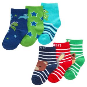 CHAUSSETTES Lot de 6 paires de chaussettes pour bébé garçon dino animaux