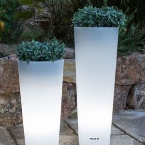 POT LUMINEUX Pot lumineux solaire Ficus 80 SmartTech - NEWGARDEN - Blanc - Recharge solaire ou USB - Télécommande