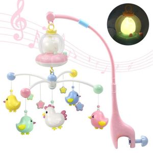 MOBILE Pwshymi Hochets rotatifs suspendus pour bébé Mobile musical pour berceau de bébé, avec veilleuses et musique, jeux d'activite Rose