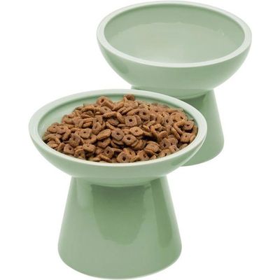 Gamelle Surélevée Chat Gamelle Chat Surélevée En Ceramique - Bol Chat Sureleve Incline Anti Vomissement - Gamelle Pour Grand Chat - Gamelles Pour Chats Porcelaine - Bol De Nourriture Pour Chat