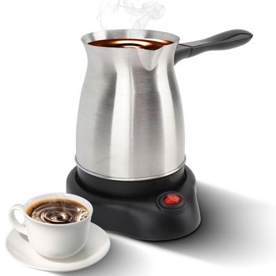 Cafetière Turque 600ML en Acier Inoxydable Chauffe-Lait et Café Pot à Fondre Chocolat Beurre avec Poignée Résistante à la Chaleur Cafetière Turque 600ML en Acier Inoxydable Chauffe-Lait et Café Pot à Fondre Chocolat Beurre avec Poignée Résistante à la Chaleur