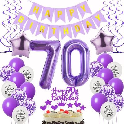 70e Anniversaire Décoration Pour Femme, Violet Pailleté Tissu Signe Affiche Anniversaire Fête Décoration 70e Anniversaire Bannière Femme 70 Ans