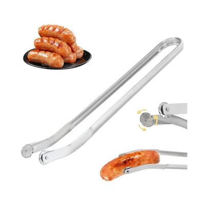 Pince Barbecue TAIZER Avec Roulette - Pince Inox Réversible Pour Retourner Saucisses Et Brochettes