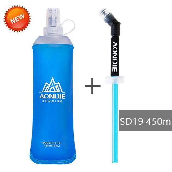 2 pièces pliable TPU Flacon souple de bouteille d'hydratation d'eau de sport en plein air Pour la course à pied Camping - Sport
